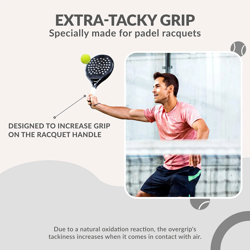 Padel Racket Overgrip - Anti-Slip Grip Tape (Pack of 6)